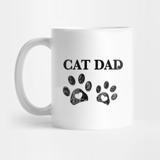 Black paw print with hearts. Cat dad text Mug